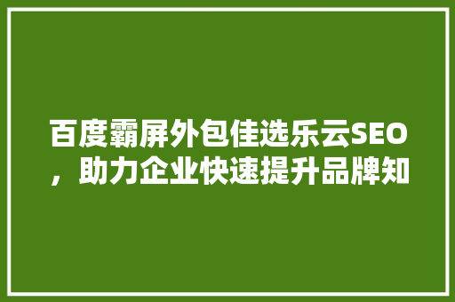 百度霸屏外包佳选乐云SEO，助力企业快速提升品牌知名度