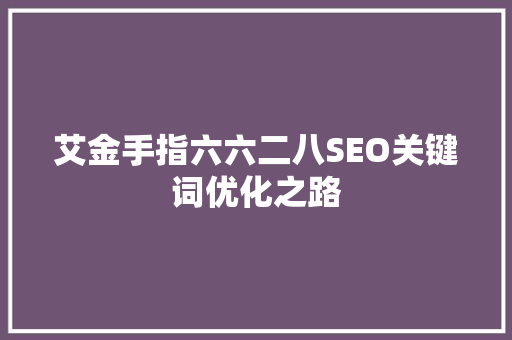 艾金手指六六二八SEO关键词优化之路