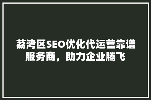 荔湾区SEO优化代运营靠谱服务商，助力企业腾飞