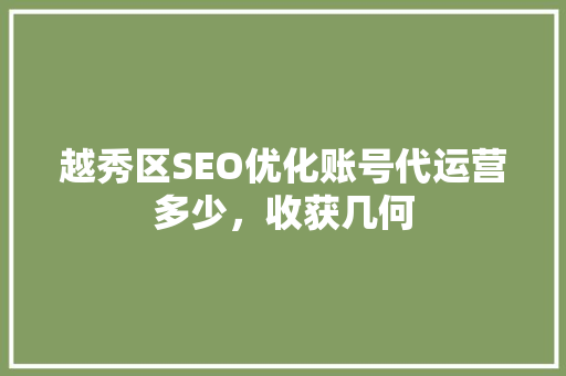 越秀区SEO优化账号代运营多少，收获几何