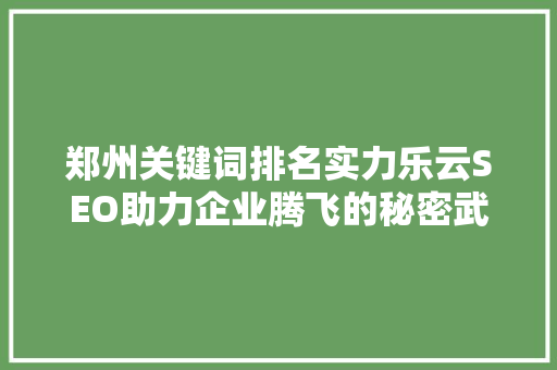 郑州关键词排名实力乐云SEO助力企业腾飞的秘密武器