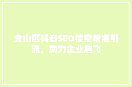 金山区抖音SEO搜索精准引流，助力企业腾飞  第1张