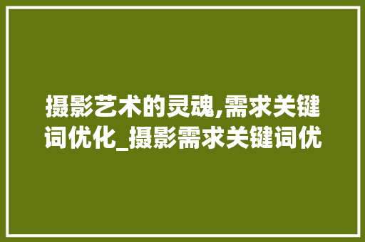 摄影艺术的灵魂,需求关键词优化_摄影需求关键词优化