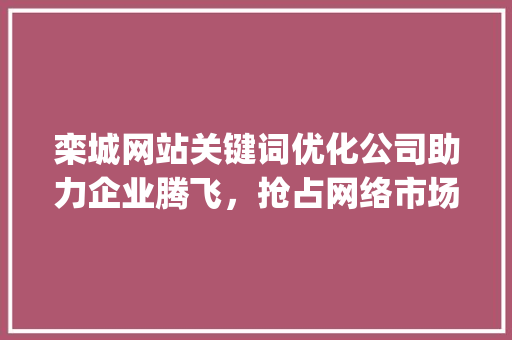 栾城网站关键词优化公司助力企业腾飞，抢占网络市场制高点_栾城网站关键词优化公司