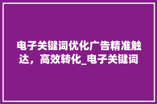 电子关键词优化广告精准触达，高效转化_电子关键词优化广告