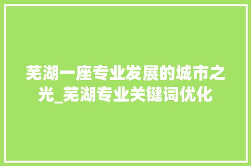 芜湖一座专业发展的城市之光_芜湖专业关键词优化