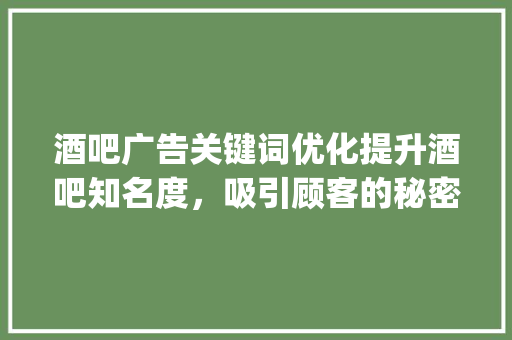 酒吧广告关键词优化提升酒吧知名度，吸引顾客的秘密武器_酒吧广告关键词优化排名