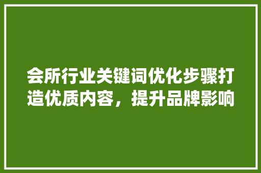会所行业关键词优化步骤打造优质内容，提升品牌影响力_会所行业关键词优化分析