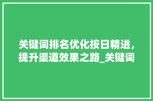 关键词排名优化按日精进，提升渠道效果之路_关键词排名按天优化渠道