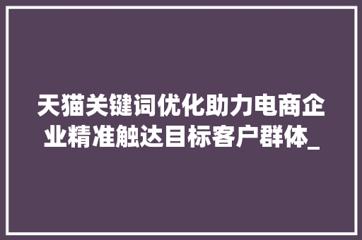 天猫关键词优化助力电商企业精准触达目标客户群体_天猫产品关键词优化表格