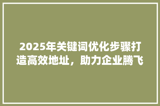 2025年关键词优化步骤打造高效地址，助力企业腾飞_2025关键词优化地址