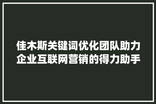 佳木斯关键词优化团队助力企业互联网营销的得力助手_佳木斯关键词优化团队