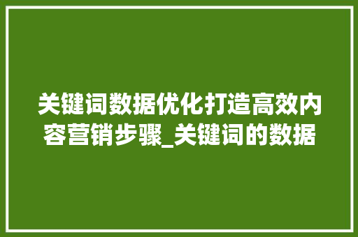 关键词数据优化打造高效内容营销步骤_关键词的数据优化计划