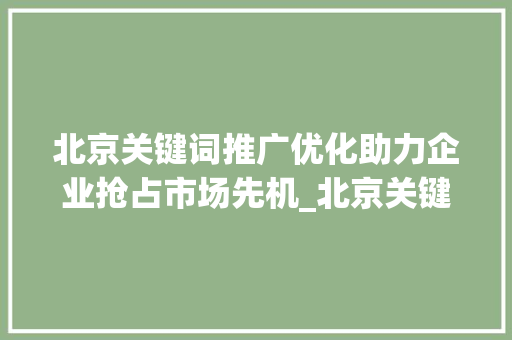 北京关键词推广优化助力企业抢占市场先机_北京关键词推广优化