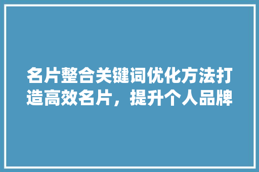 名片整合关键词优化方法打造高效名片，提升个人品牌价值_名片整合关键词优化方法