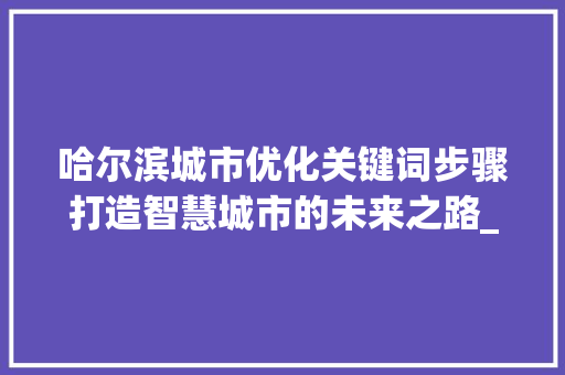 哈尔滨城市优化关键词步骤打造智慧城市的未来之路_哈尔滨优化关键词代理