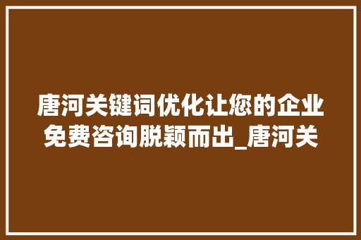 唐河关键词优化让您的企业免费咨询脱颖而出_唐河关键词优化免费咨询
