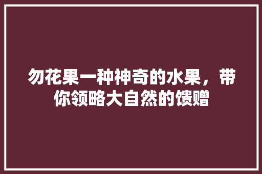 勿花果一种神奇的水果，带你领略大自然的馈赠