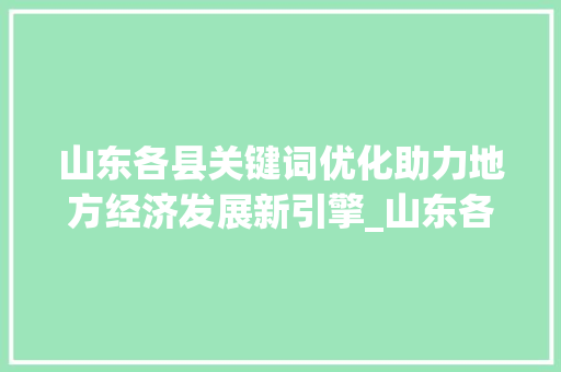 山东各县关键词优化助力地方经济发展新引擎_山东各县关键词优化软件