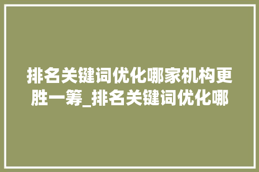 排名关键词优化哪家机构更胜一筹_排名关键词优化哪家好点