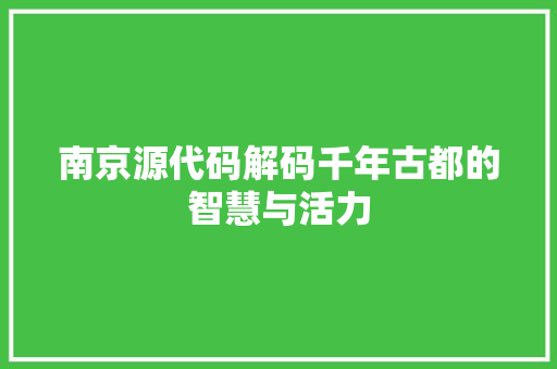 南京源代码解码千年古都的智慧与活力