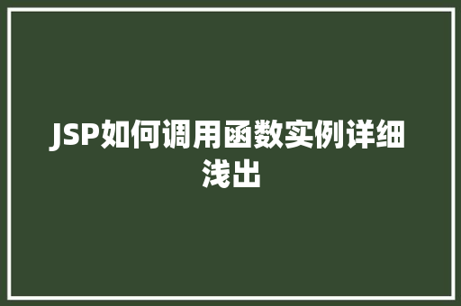 JSP如何调用函数实例详细浅出