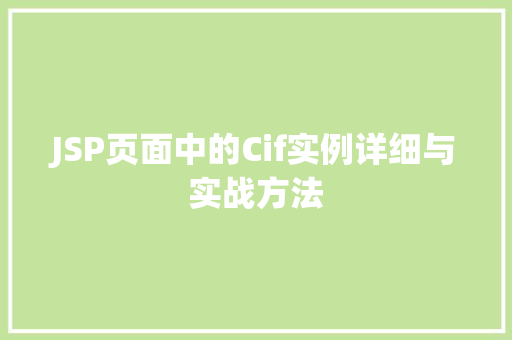 JSP页面中的Cif实例详细与实战方法