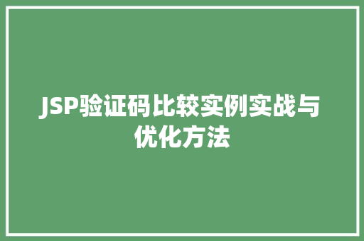 JSP验证码比较实例实战与优化方法