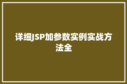 详细JSP加参数实例实战方法全