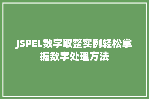 JSPEL数字取整实例轻松掌握数字处理方法
