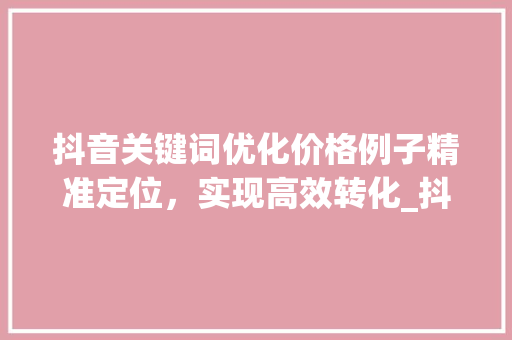 抖音关键词优化价格例子精准定位，实现高效转化_抖音关键词优化价格例子  第1张