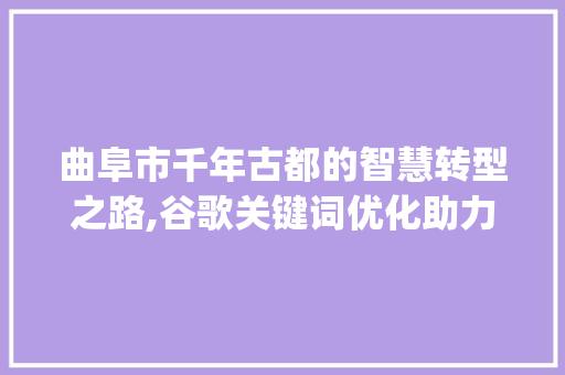 曲阜市千年古都的智慧转型之路,谷歌关键词优化助力文化旅游发展_曲阜市谷歌关键词优化