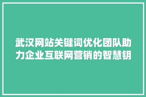 武汉网站关键词优化团队助力企业互联网营销的智慧钥匙_武汉网站关键词优化团队