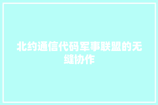 北约通信代码军事联盟的无缝协作