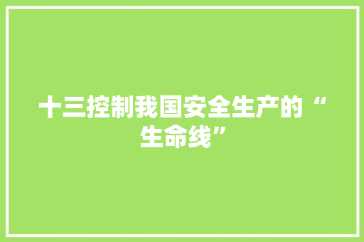 十三控制我国安全生产的“生命线”