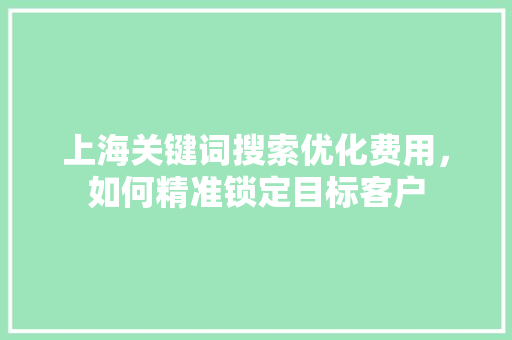 上海关键词搜索优化费用，如何精准锁定目标客户