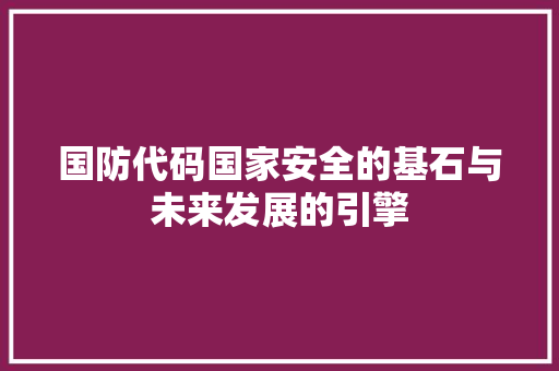 国防代码国家安全的基石与未来发展的引擎