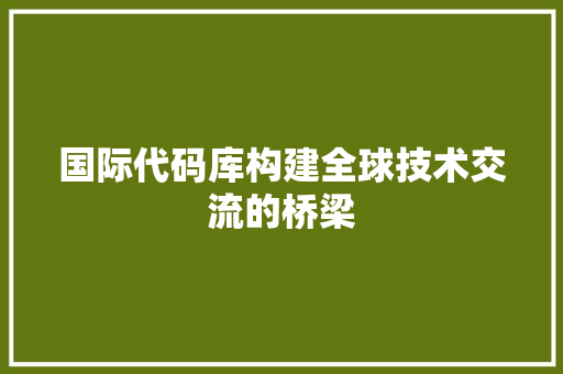 国际代码库构建全球技术交流的桥梁