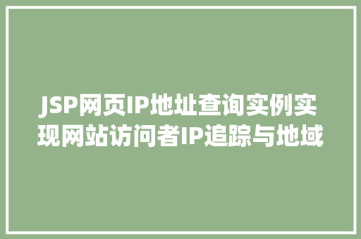 JSP网页IP地址查询实例实现网站访问者IP追踪与地域分析