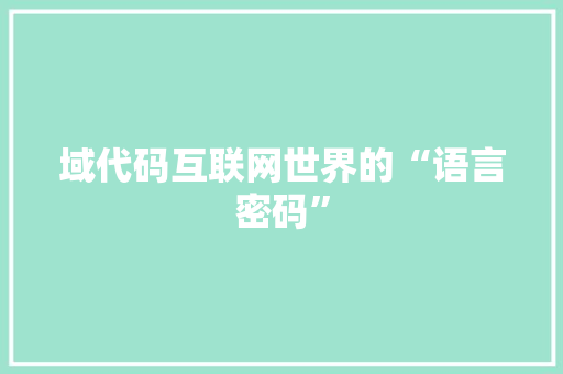域代码互联网世界的“语言密码”