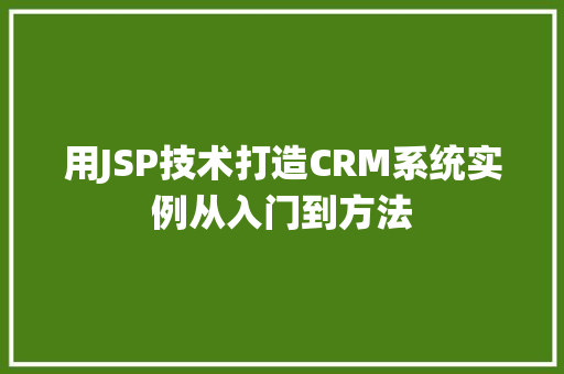 用JSP技术打造CRM系统实例从入门到方法