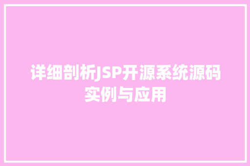 详细剖析JSP开源系统源码实例与应用