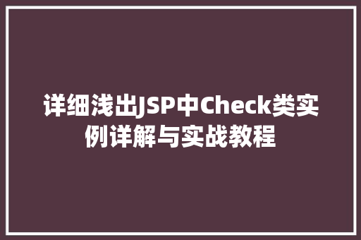 详细浅出JSP中Check类实例详解与实战教程