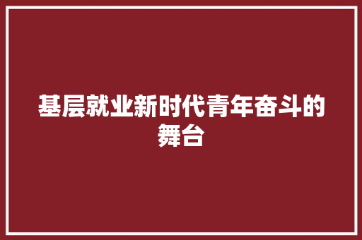 基层就业新时代青年奋斗的舞台