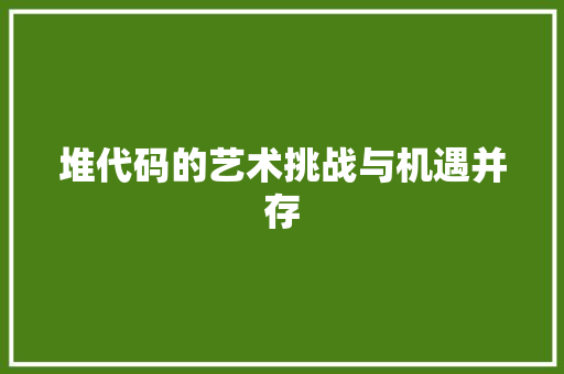 堆代码的艺术挑战与机遇并存