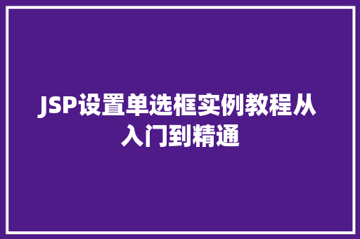 JSP设置单选框实例教程从入门到精通