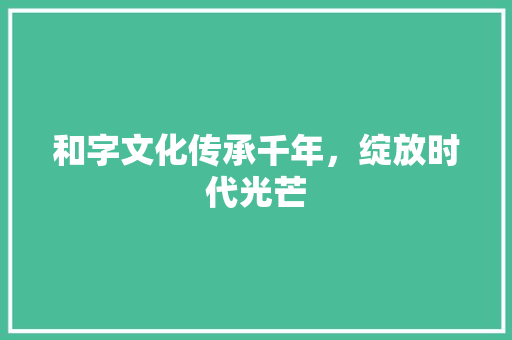 和字文化传承千年，绽放时代光芒