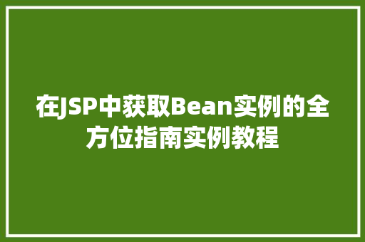 在JSP中获取Bean实例的全方位指南实例教程  第1张