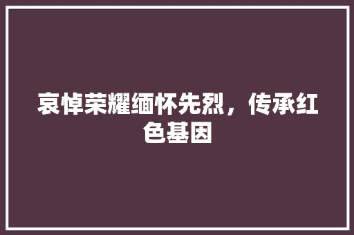 哀悼荣耀缅怀先烈，传承红色基因  第1张