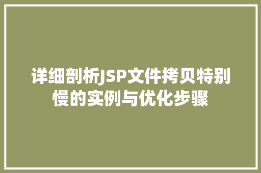 详细剖析JSP文件拷贝特别慢的实例与优化步骤